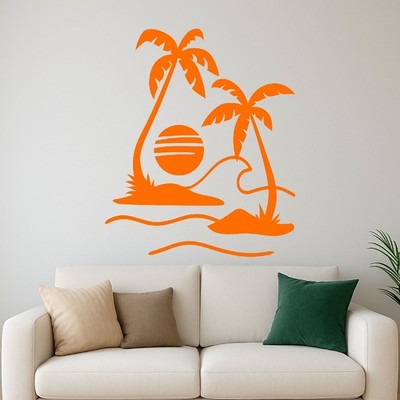 Palmen Wandtattoo Meer Camping Bus Reisen Sonne Strand Wanddeko Aufkleber Decor