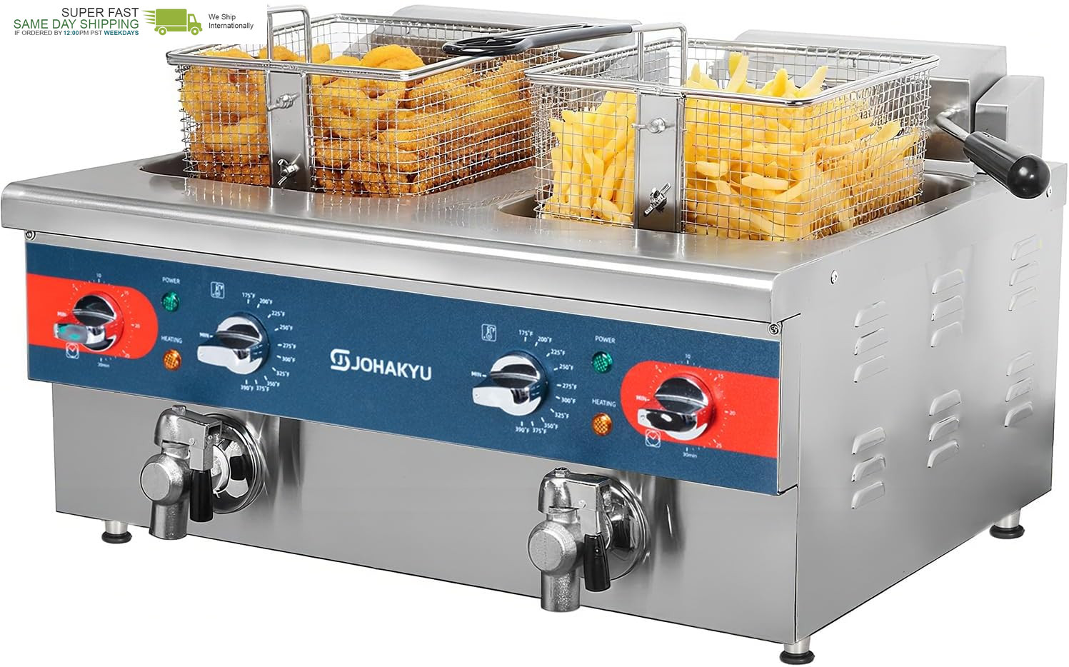 | Timer-equipped Electric Fryer With Drain Valve & Swing-u