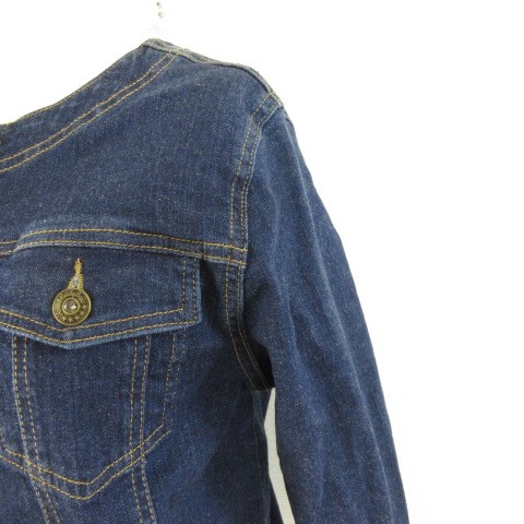 NATURAL BEAUTY BASIC Collarless Denim Jacket Long… - image 4