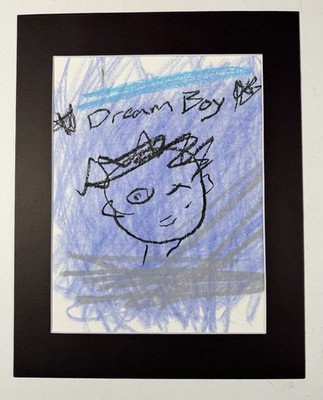 Original Naive Outsider Art ''Dream Boy'' Blue Contemporary Drawing 14x11'' Sketch