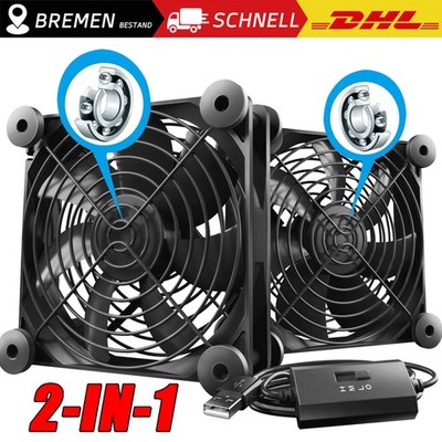 Lüfter Gehäuselüfter Radial Silent 5V für PC Computer leise 124mm 2in1 Lüfter DE