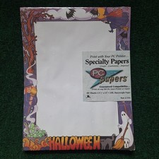 Vtg Ampad PC Papers Halloween Border Print Paper 60 Sheets USA 24lb 8.5x11 FLAW