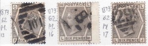1873 GREAT BRITAIN Queen Victoria 6p Gray, Pl 13, 16, 17, Sc 62, SG 146, VF/Used