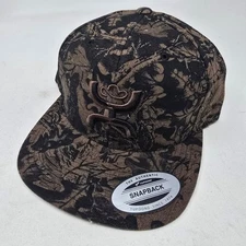 HOOEY Western Brown Camo Snapback Baseball Cap Adjustable Flat Brim