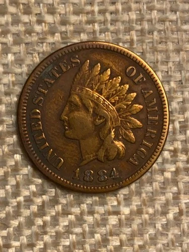 1884 Indian Head Cent: VF Details, Old Cleaning, Unique Color
