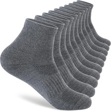 Mens 100 Cotton Cushioned Ankle Socks, Moisture Wicking Breathable Athletic ...