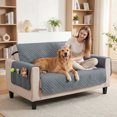 PawHut Wasserdichter Sofabezug 2-Sitzer, Weicher Couchbezug für Hunde Katzen Haustiere