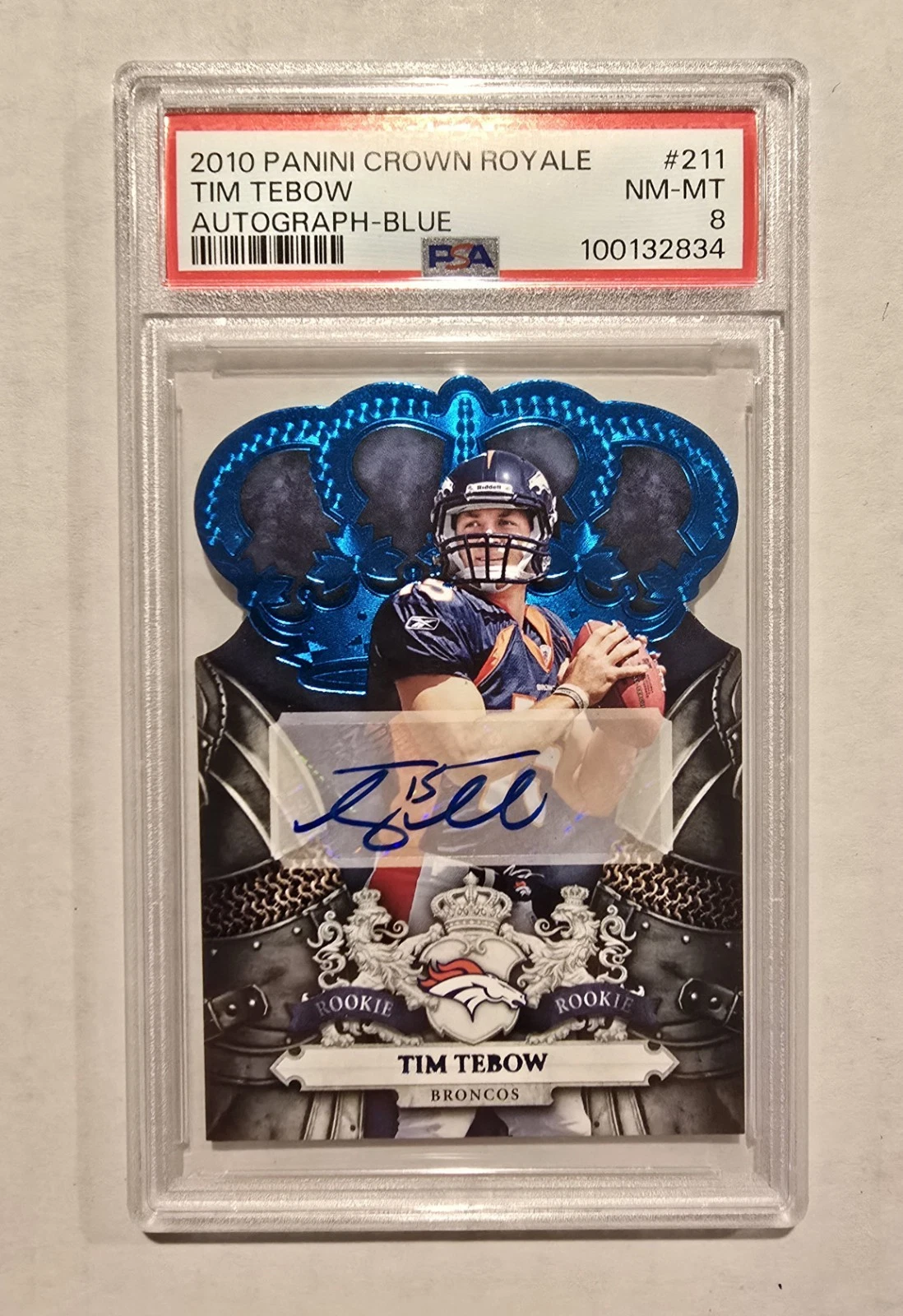 Tim Tebow Panini Crown Royale #211 Autograph-Blue
