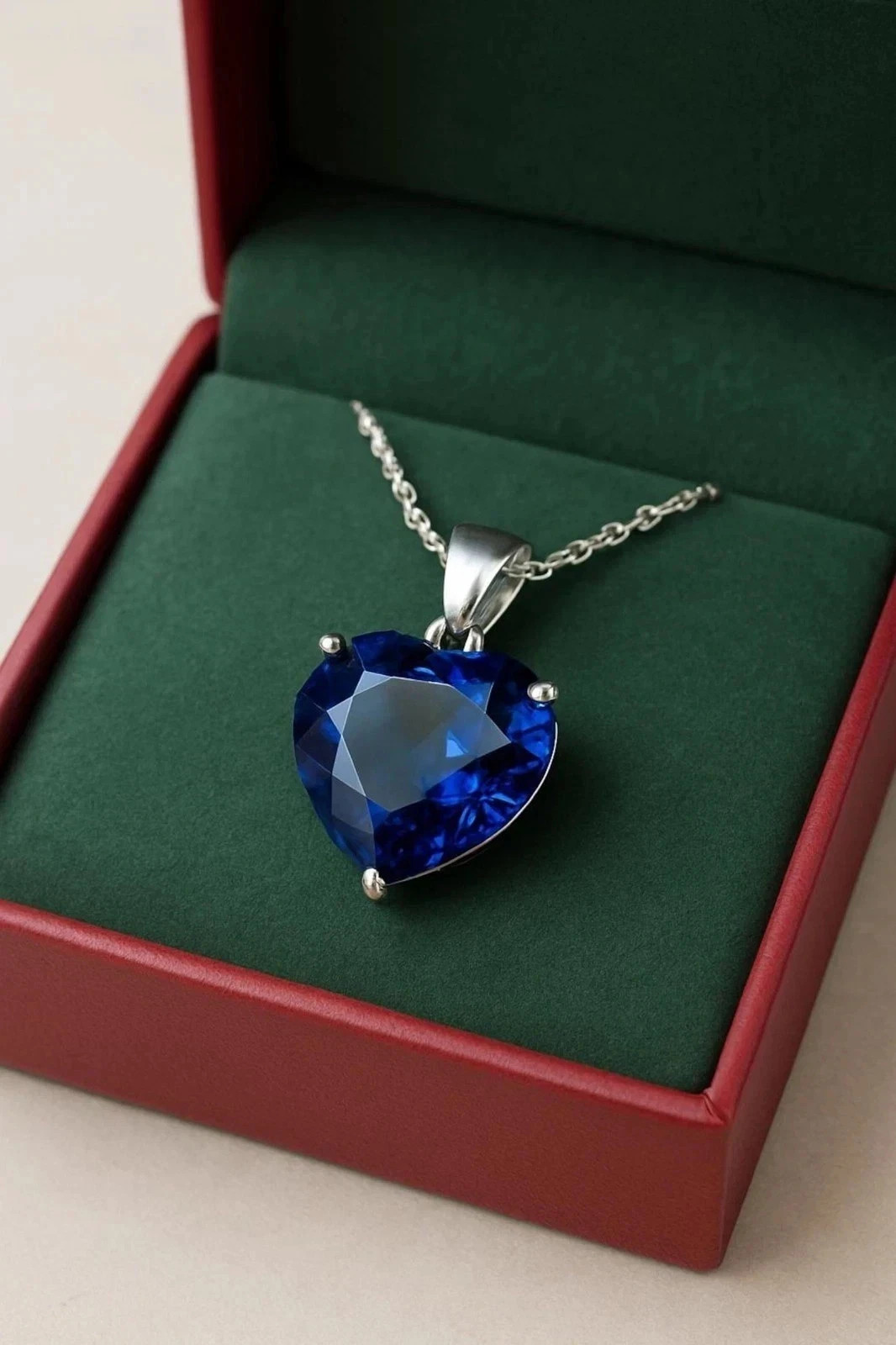 Natural Certified 29 Ct+ BLUE Sapphire Fabulous Heart Cut Solid Silver Pendant