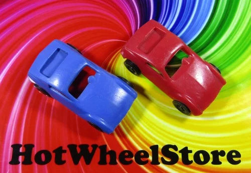 2 Vintage Tiny Tonka Car Carrier  Cars  Original Blue and Red Plastic Cars  M-11