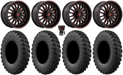 Fuel ARC 22'' Wheels Red 35'' MotoRally Tires Honda Pioneer 1000 / Talon