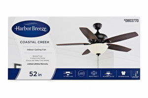 Harbor Breeze Coastal Creek 52" Ceiling Fan 5‑Blade Indoor/Outdoor Light Kit