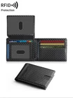 Men's Slim Carbon Fiber Wallet RFID Blocking Minimalist Front Pocket Card Holder