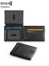 Men's Slim Carbon Fiber Wallet RFID Blocking Minimalist Front Pocket Card Holder