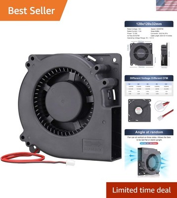 120mm DC Brushless Blower Fan - 12V High Airflow for Desktops & Gaming Consoles
