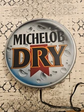 Michelob Dry Round Bottle Cap Lighted Sign