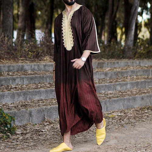 Mens Robe Muslim Clothing Saudi Arab Jubba Kaftan,Dishdash,Thobe,Long-Sleeve - Picture 34 of 36