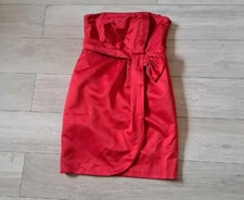 Debut Red Satin Strapless Pencil Dress Bow Detail Party Wedding Occasion UK14