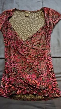 Faux Wrap Velvet Top Moda International Sz M