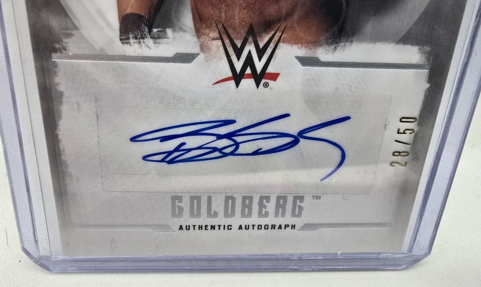 Topps Authentics Signed 28/50 Goldberg WWE 2017 Undisputed Wrestling Auto Card - Image 2 of 4