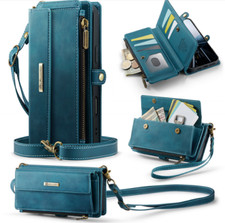 Women/Girl Leather Card Wallet Magnetic Crossbody Purse Phone Case Cover Strap