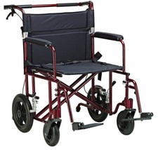 Drive Medical Bariatric 22" Aluminum Transport Chair Wheelchair Red NEW