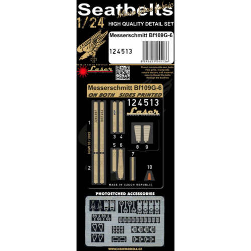 HGW 1/24 scale seatbelt set for Bf109G-6 aircraft kits - 124513 - Picture 1 of 2