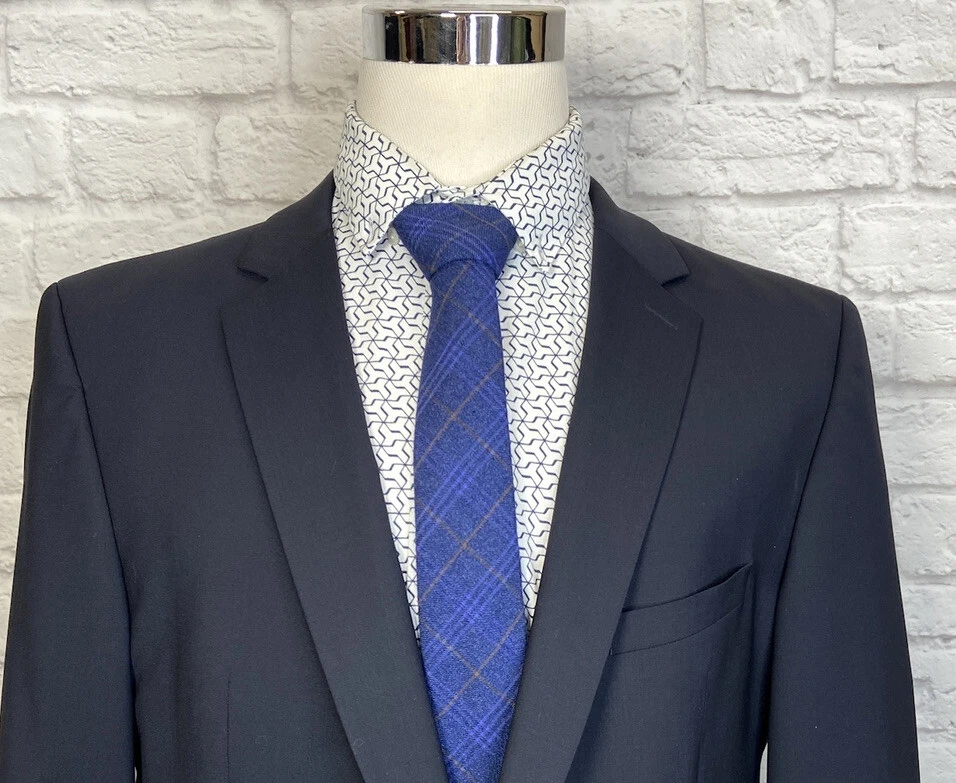 ¡Como nuevo! Blazer abrigo deportivo de lana elástica azul marino Strellson 44R Foto 2 de 4