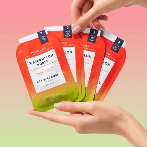 Voesh Pedi In A Box 4 In 1 Deluxe Pedicure WATERMELON BURST Pack Of 3 - Picture 2 of 3