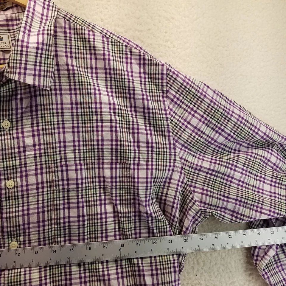 Peter Millar Plaid Button Up Dress Shirt Mens Size XL 100% Cotton Modern Collar - Image 2 of 4