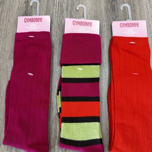 Gymboree Girls Socks Sz 8 & Up NWT Orange Magenta & Stripe 3 Pairs New Old Stock - Picture 4 of 5