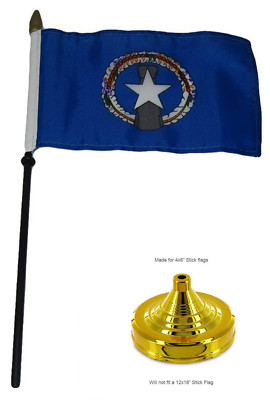 Northern Marianas Country 4''x6'' Flag Desk Set Table Wood Stick Staff Gold Base