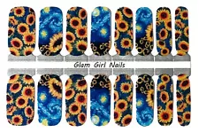 Van Gogh Sunflowers Sparkle Nail polish strips / Nail Wraps / Nail Stickers