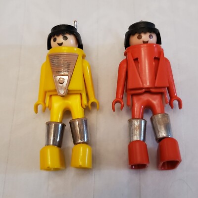 Vintage 1980 Playmobil Yellow and Red Space Man Astronaut Figures