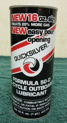 VINTAGE QUICKSILVER FORMULA 50-D 2-CYCLE OUTBOARD MOTOR LUBRICANT 16 OZ. CAN