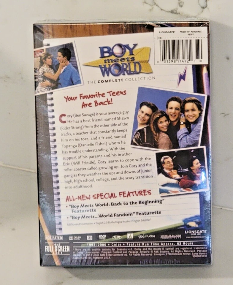 Boy Meets World Complete Series Seasons 1-7  ( DVD 22-Disc Box Set ) Brand New - Image 2 of 2