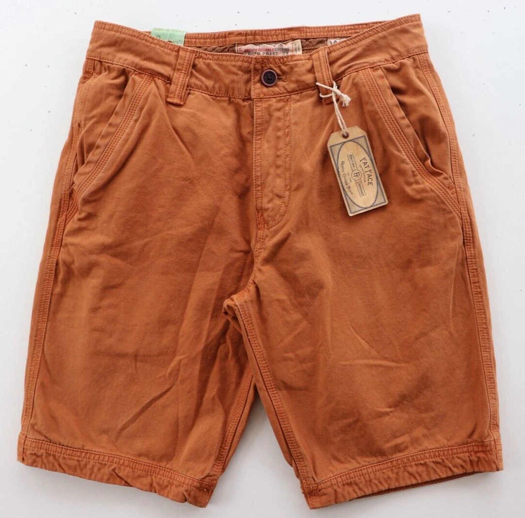 FAT FACE COVE FLAT FRONT COTTON 10.5" CHINO SHORTS - UMBER 972758 MEN W30