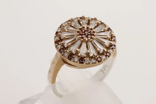 Turkish Jewelry Round Baguette Red Topaz 925 Sterling Silver Ring Size All