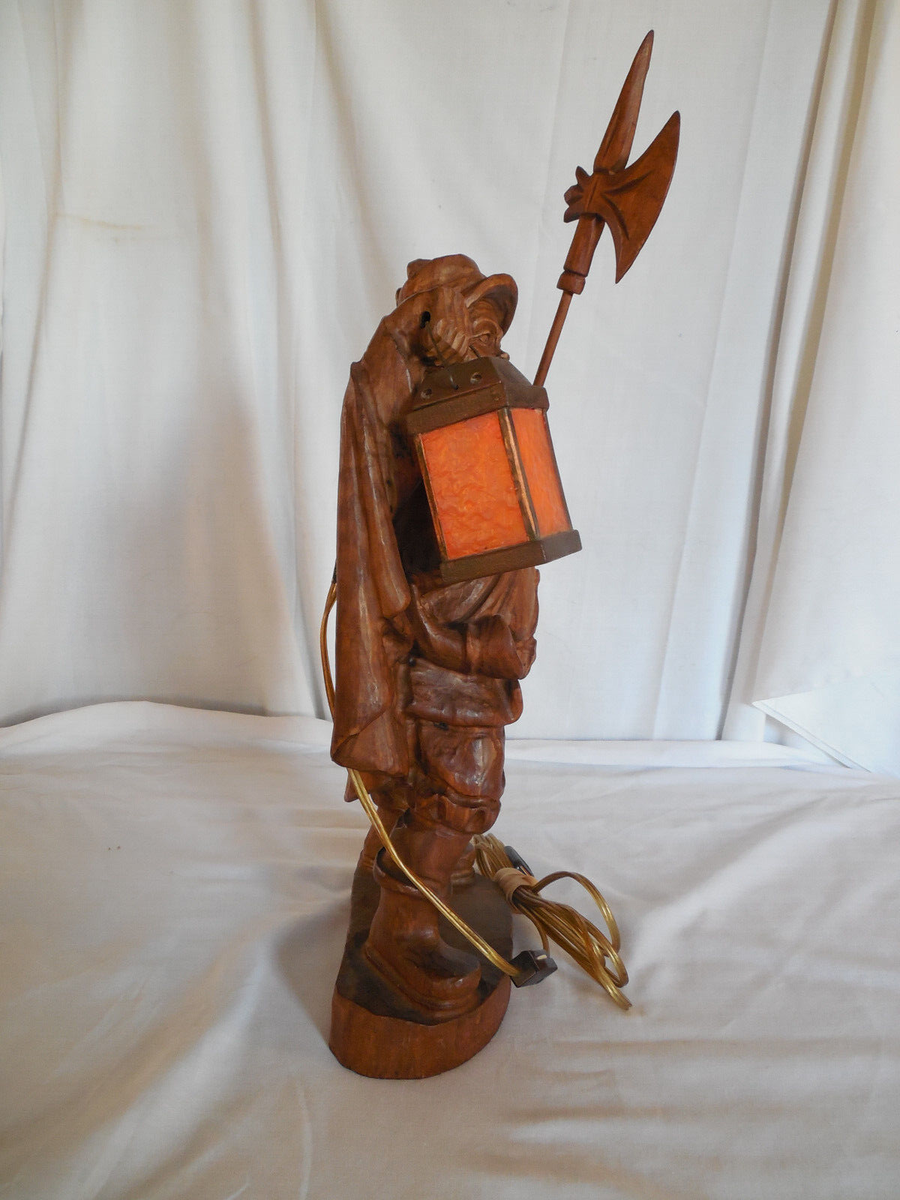 Naturholz Geschnitzt Germany 1960's carved wood night