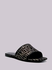 Moschino logo Jacquard Slides Black/gold 39 NWOB
