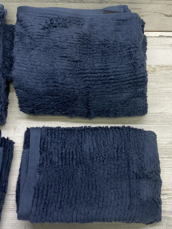 Juego de 4 toallas de baño acanaladas Hudson Park de 4 piezas arándanos suaves al tacto Foto 2 de 4