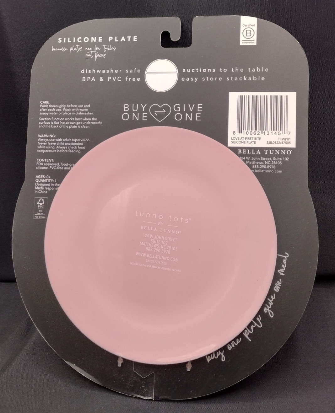 Bella Tunno Tots Baby Kid Toddler Silicone Suction Plate LOVE AT FIRST BITE