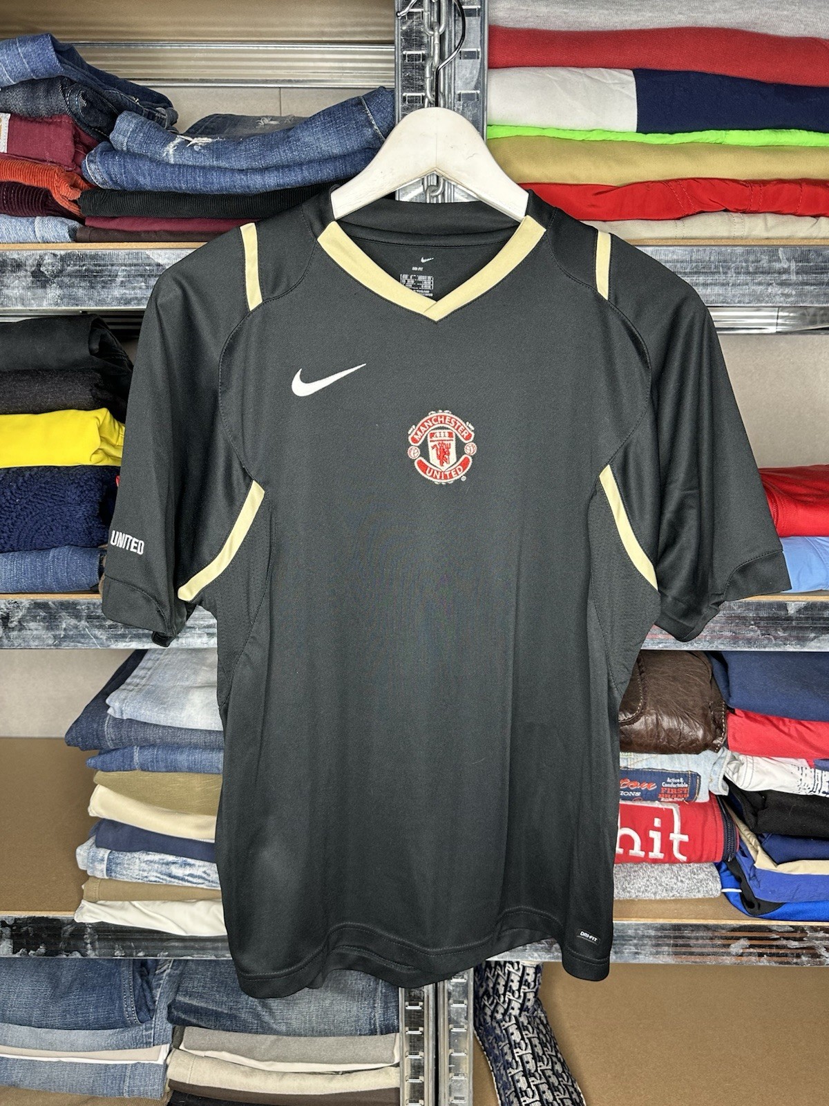Manchester United Vintage Training Jersey Football Black Nike Mens Size S