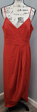 Lulus Long Maxi Dress Women's XL Red Pleated Spaghetti Strap High Low Back Zip