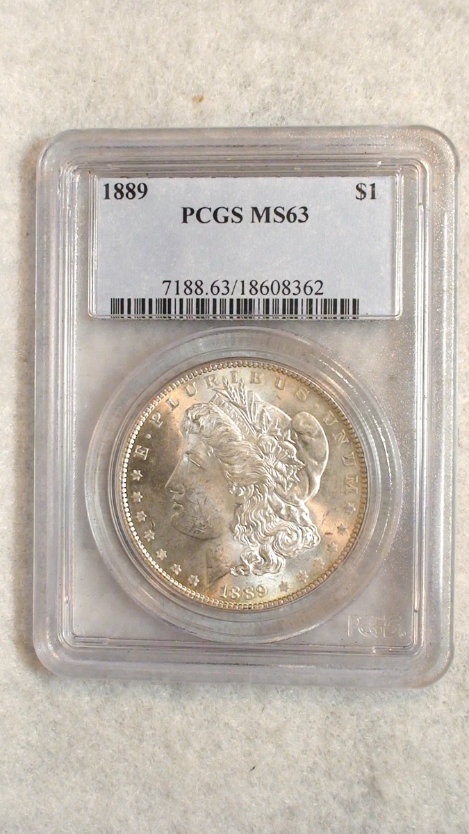 PCGS Certified MS 63 Graded 1889 Year Morgan US Dollars (1878-1921