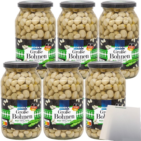 Edeka GroßE Bohnen WeißE Kerne Feinste Auslese 6Er Pack 6X530G Glas Usy Block-image
