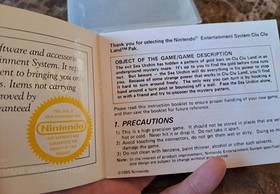 Clu Clu Land Nintendo NES Authentic Cartridge + Manual No TM Nice Shape Rare