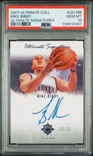 2007 ULTIMATE COLL ULTIMATE SIGNATURES #US-MB MIKE BIBBY 18/25 PSA 10 AUTO