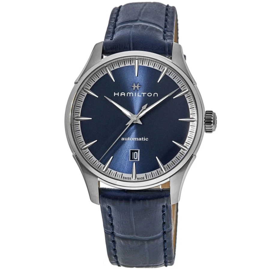 Nuevo reloj para hombre Hamilton Jazzmaster automático esfera azul correa de cuero H32475640