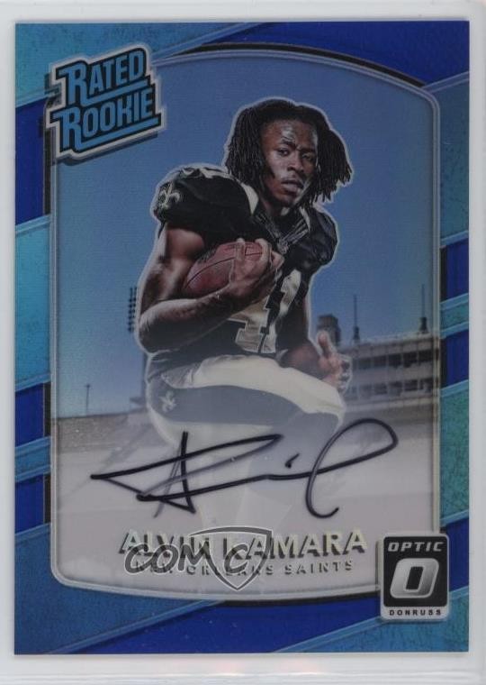 2017 Donruss Optic Rated Rookie Blue Auto /75 Alvin Kamara #199 Rookie Auto RC